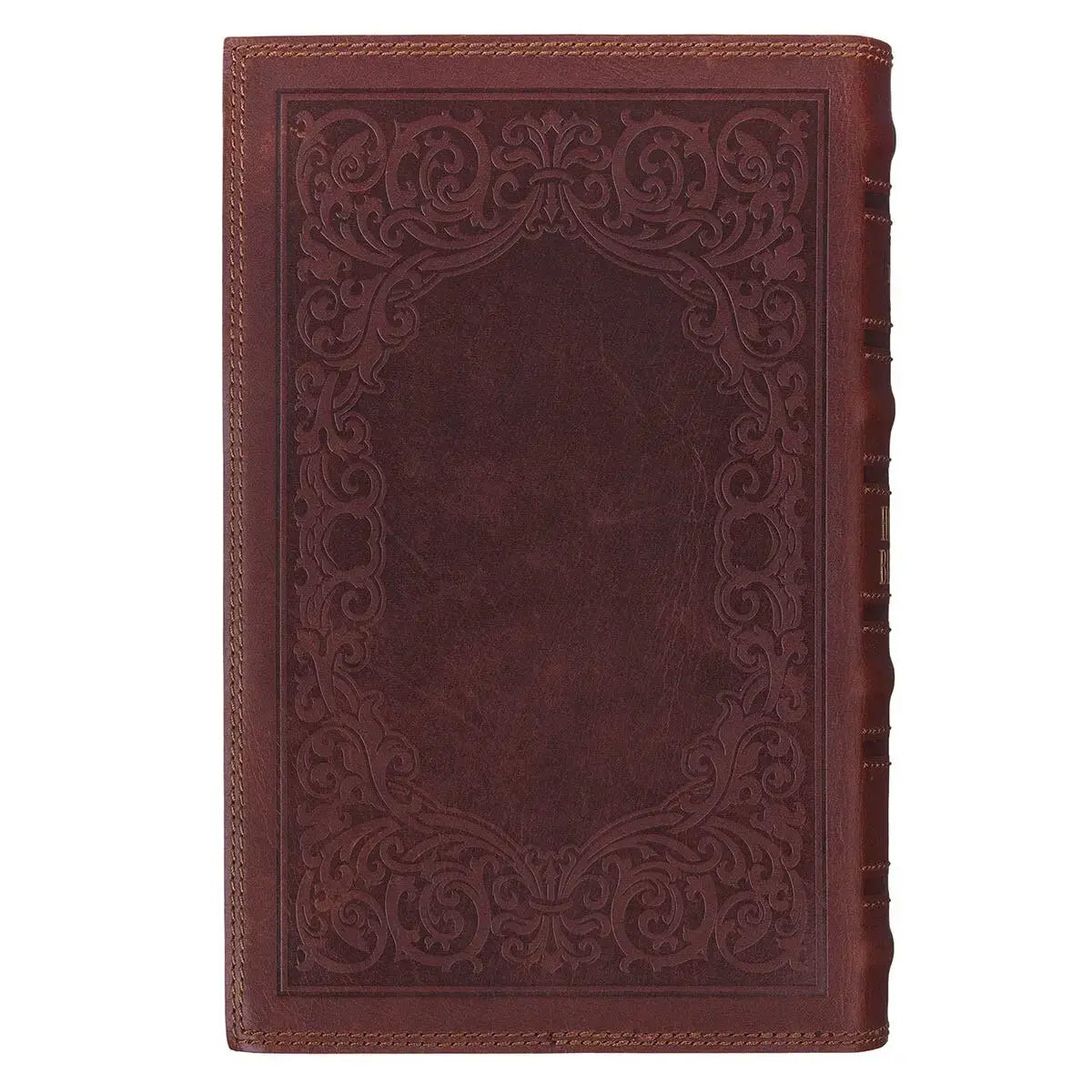 Chestnut Brown Full-Grain Leather Giant Print Standard-size King James Version Bible with Thumb Index