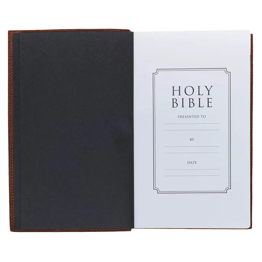 Chestnut Brown Full-Grain Leather Giant Print Standard-size King James Version Bible with Thumb Index