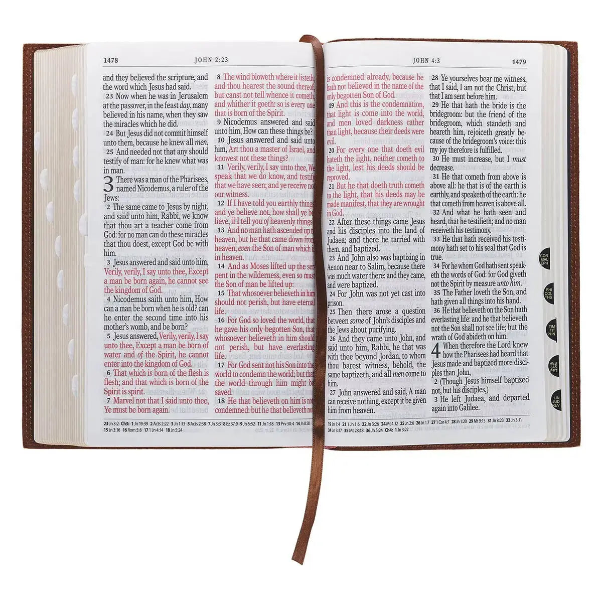 Chestnut Brown Full-Grain Leather Giant Print Standard-size King James Version Bible with Thumb Index