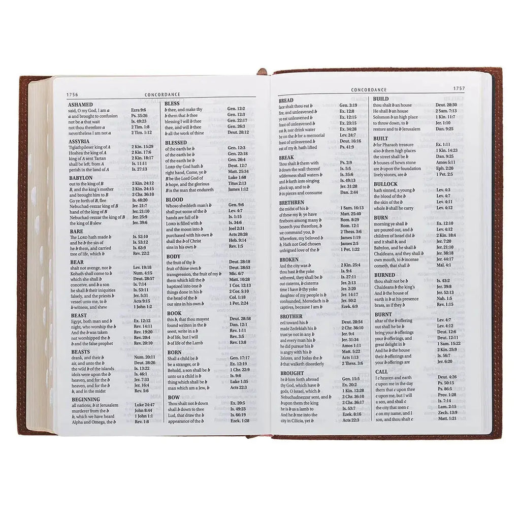 Chestnut Brown Full-Grain Leather Giant Print Standard-size King James Version Bible with Thumb Index