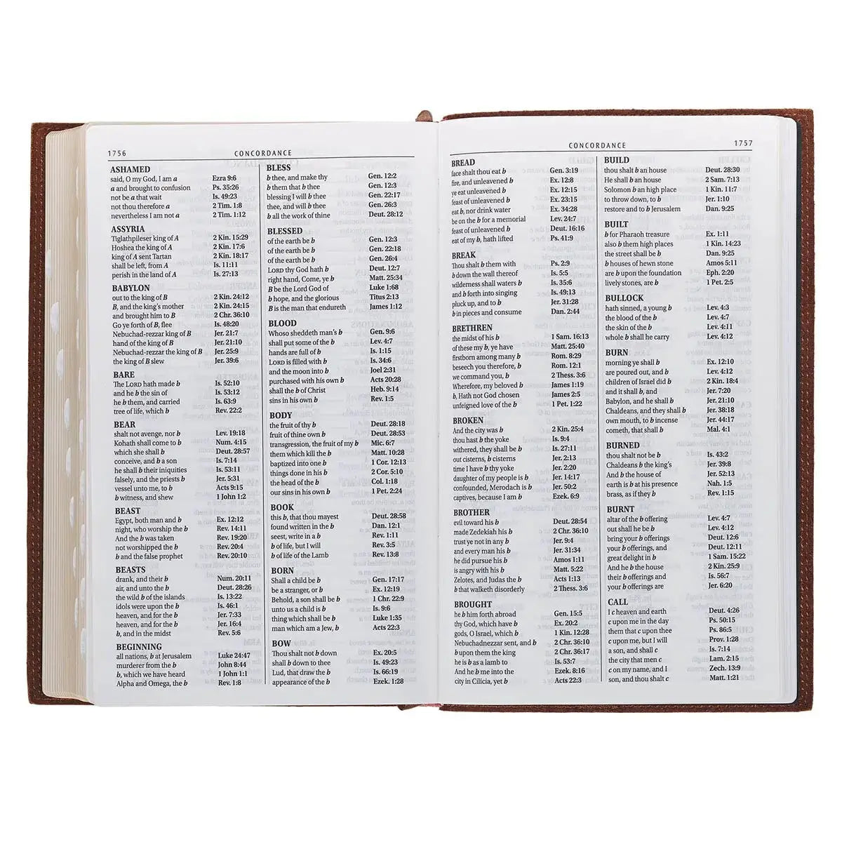 Chestnut Brown Full-Grain Leather Giant Print Standard-size King James Version Bible with Thumb Index
