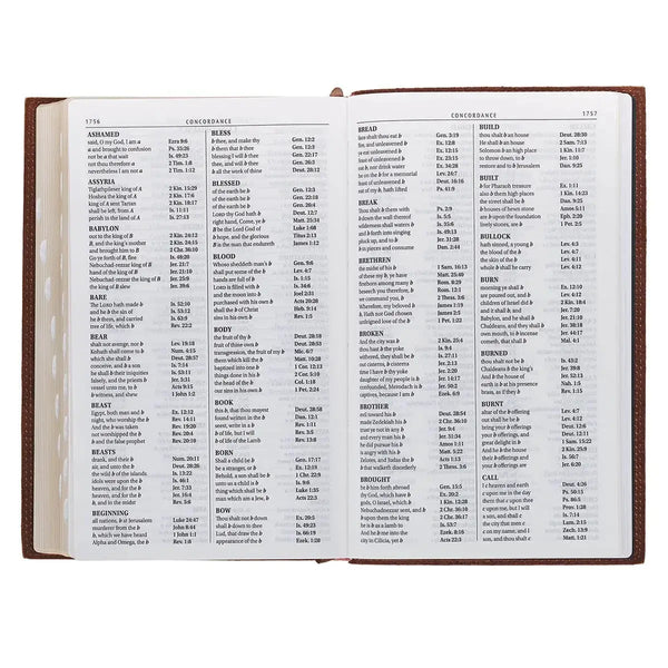 Chestnut Brown Full-Grain Leather Giant Print Standard-size King James Version Bible with Thumb Index