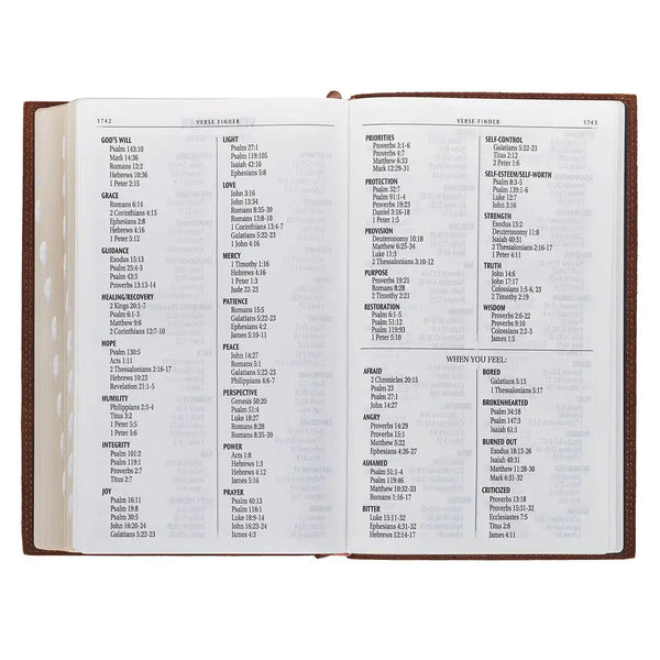 Chestnut Brown Full-Grain Leather Giant Print Standard-size King James Version Bible with Thumb Index