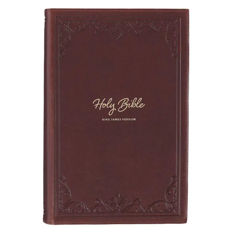 Chestnut Brown Genuine Leather Giant Print Reader’s Edition King James Version Bible Main image