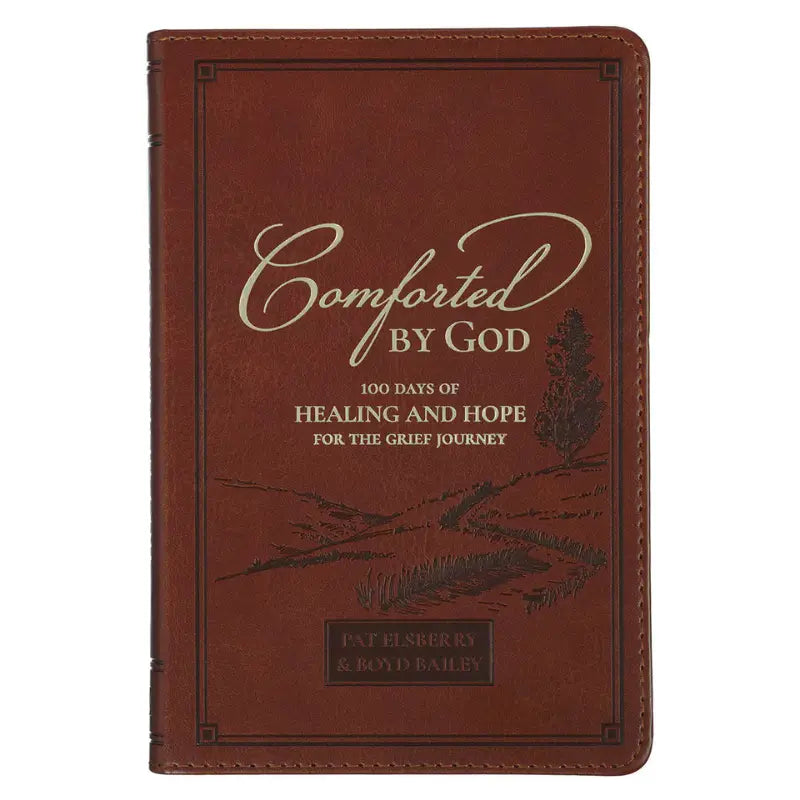 Comforted by God Honey-Brown Faux Leather Devotional Gift Book Main image