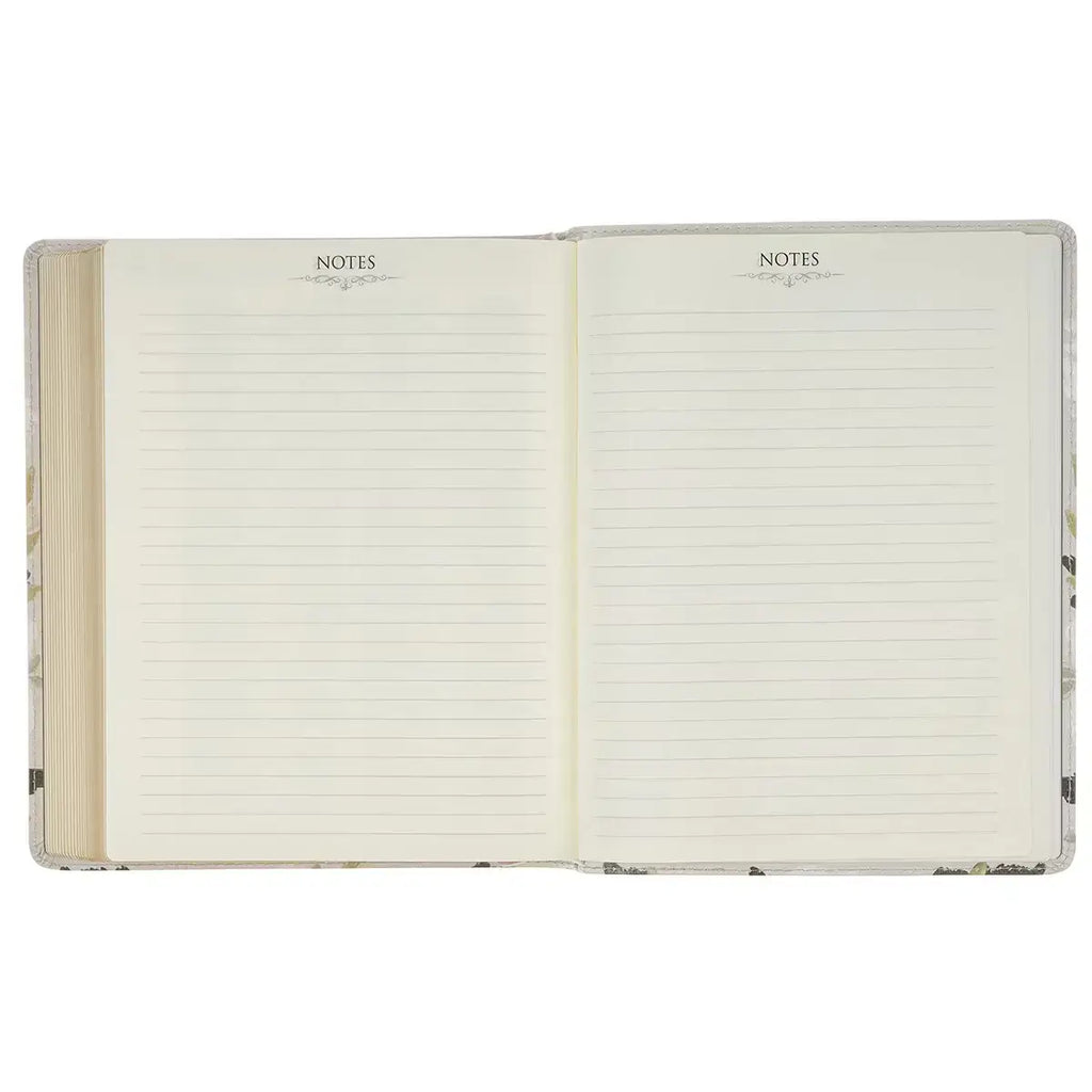 Cream Floral Faux Leather KJV Note-taking Bible - Psalm 91:4