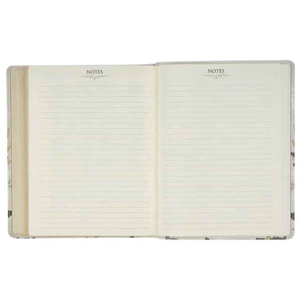 Cream Floral Faux Leather KJV Note-taking Bible - Psalm 91:4