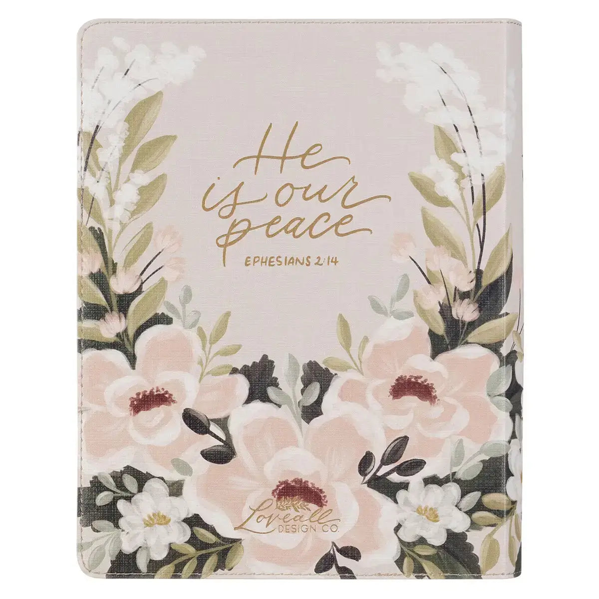 Cream Floral Faux Leather KJV Note-taking Bible - Psalm 91:4