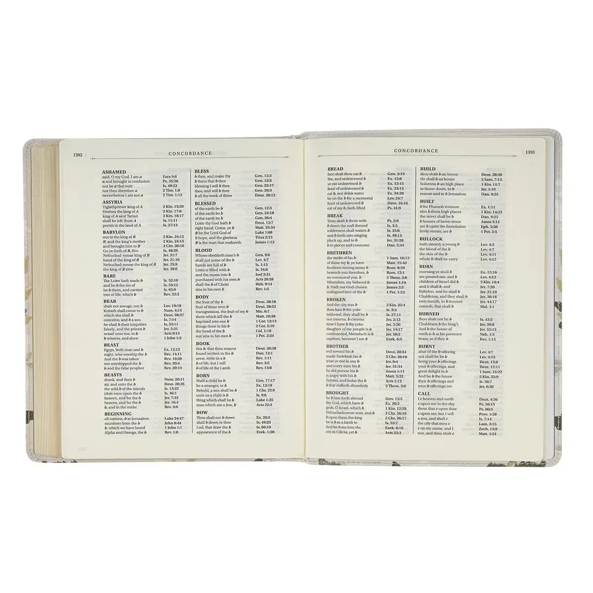 Cream Floral Faux Leather KJV Note-taking Bible - Psalm 91:4