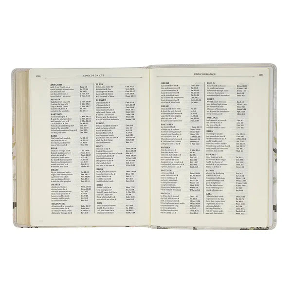 Cream Floral Faux Leather KJV Note-taking Bible - Psalm 91:4