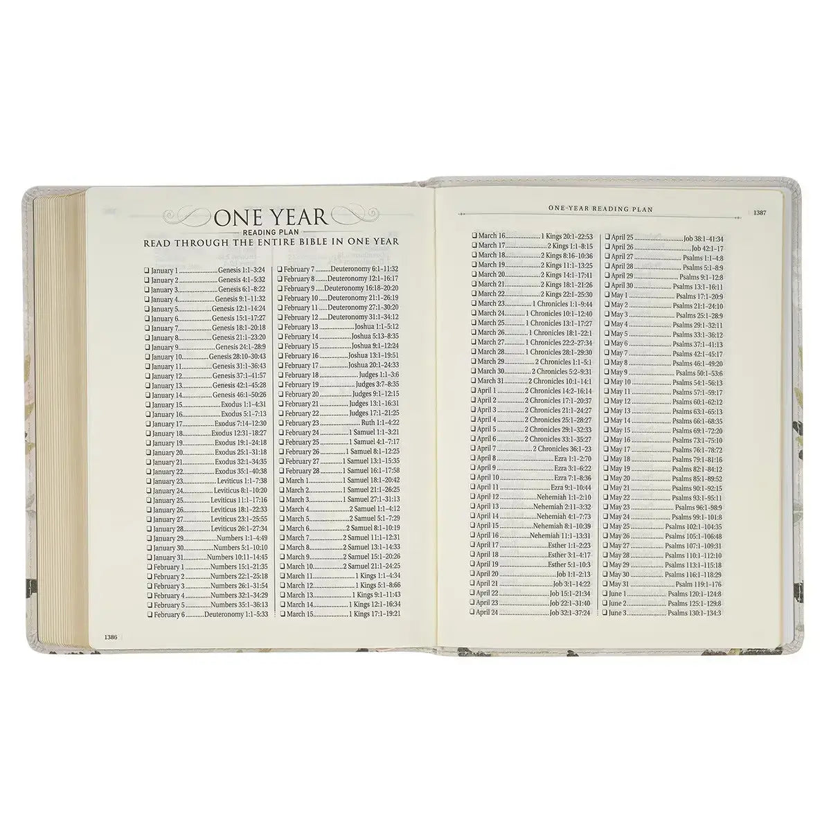 Cream Floral Faux Leather KJV Note-taking Bible - Psalm 91:4