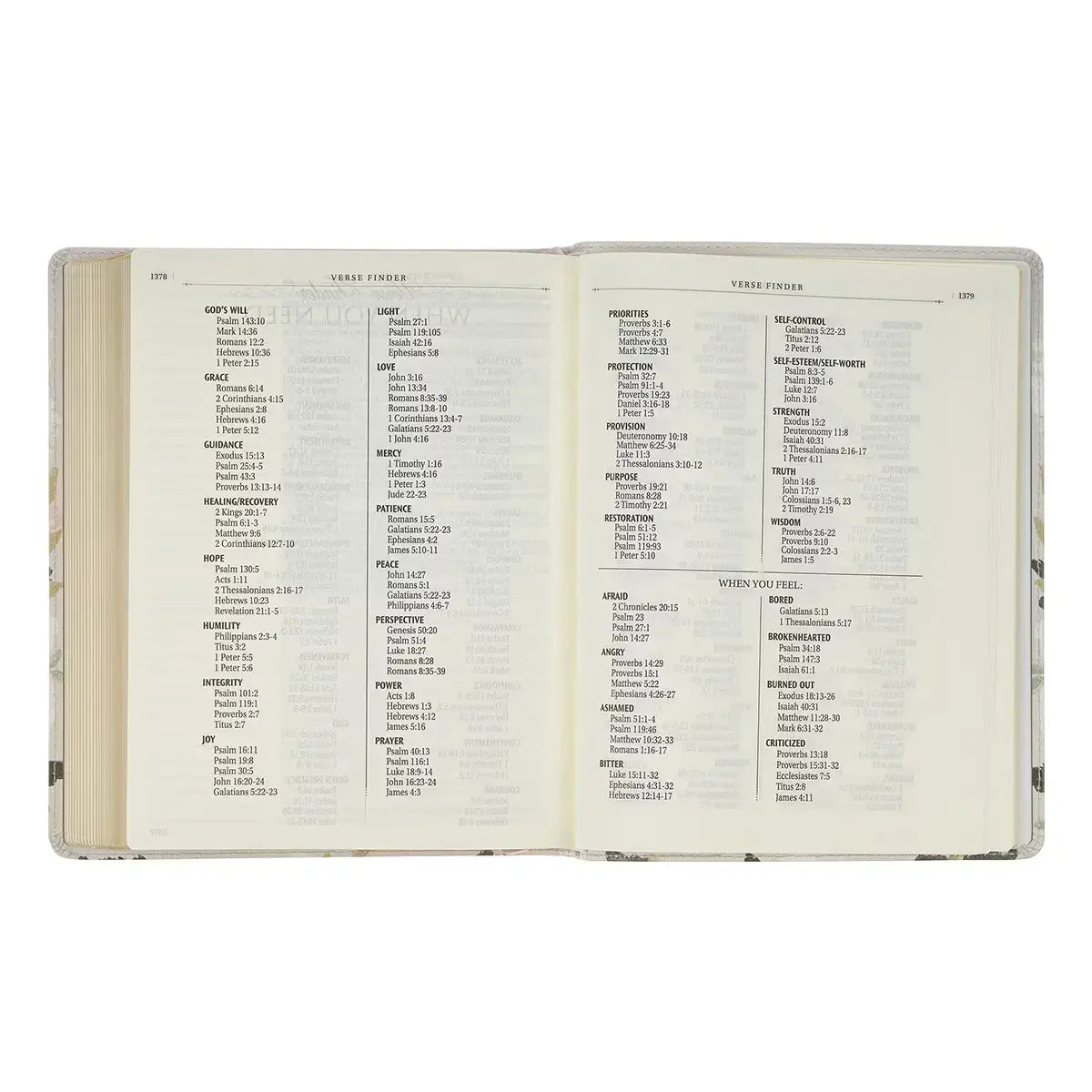 Cream Floral Faux Leather KJV Note-taking Bible - Psalm 91:4