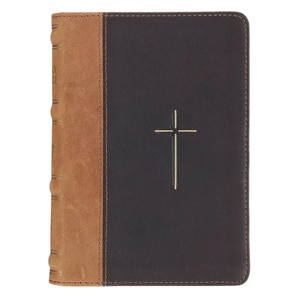 Cross Brown & Tan Genuine Leather Compact King James Version Bible