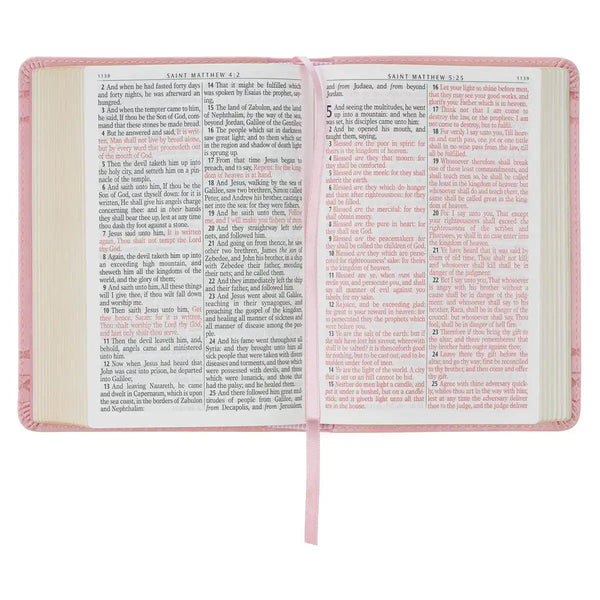 Crown of Thorns Pink faux Leather Large Print Compact King James Bible