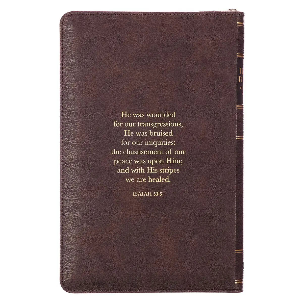 Crown of Thorns Two-Tone Brown Faux Leather King James Version Deluxe Gift Bible with Thumb Index & Zipper Closure