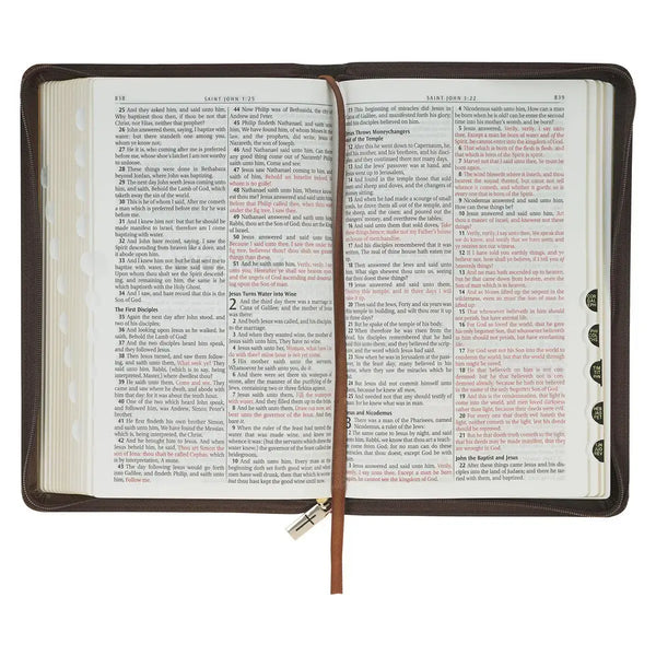 Crown of Thorns Two-Tone Brown Faux Leather King James Version Deluxe Gift Bible with Thumb Index & Zipper Closure