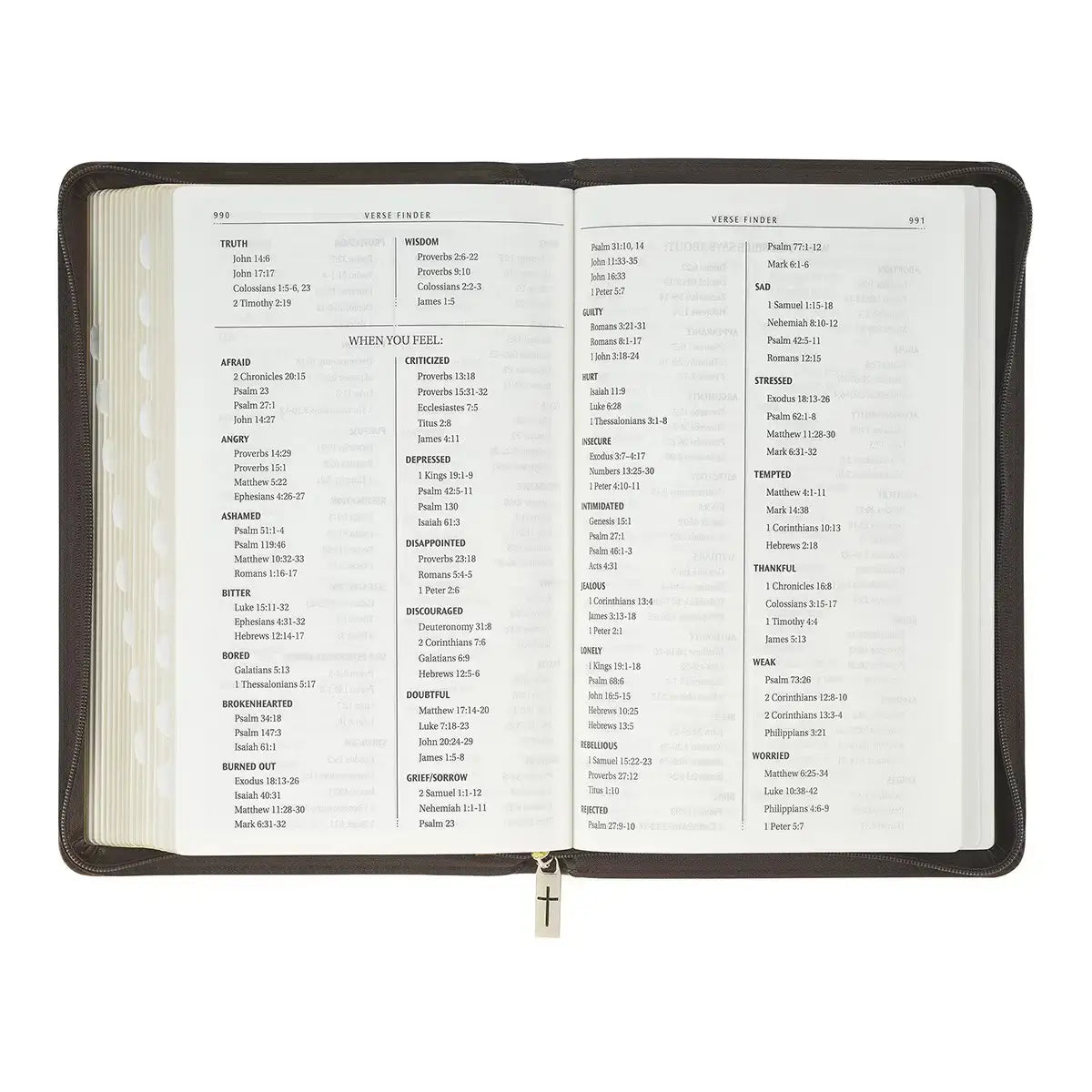 Crown of Thorns Two-Tone Brown Faux Leather King James Version Deluxe Gift Bible with Thumb Index & Zipper Closure
