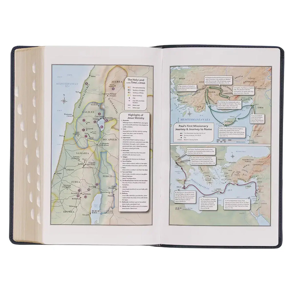 Dark Blue Faux Leather Giant Print Standard-size King James Version Bible with Thumb Index