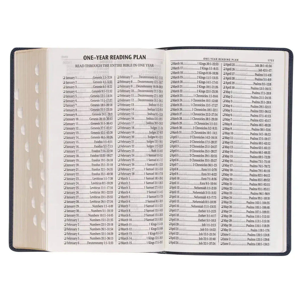 Dark Blue Faux Leather Giant Print Standard-size King James Version Bible with Thumb Index