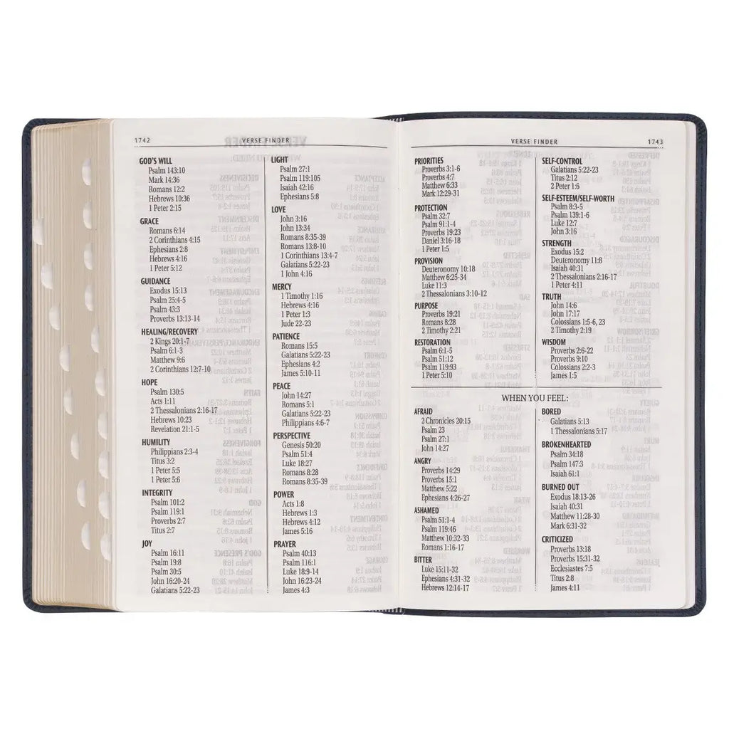 Dark Blue Faux Leather Giant Print Standard-size King James Version Bible with Thumb Index