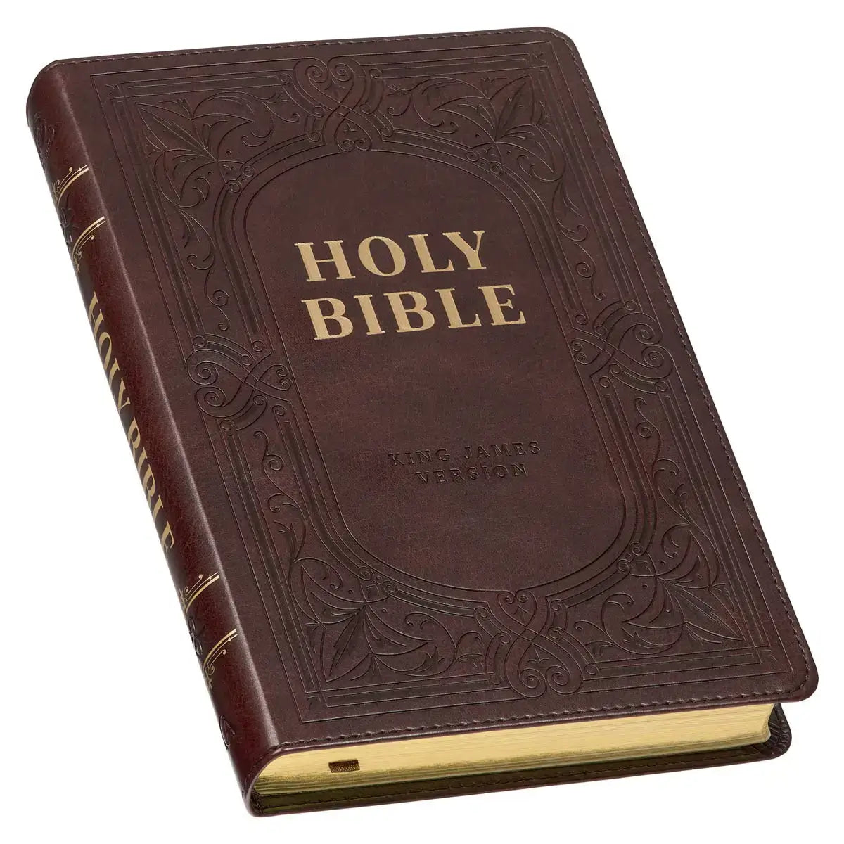 Dark Brown Faux Leather King James Version Deluxe Gift Bible with Thumb Index