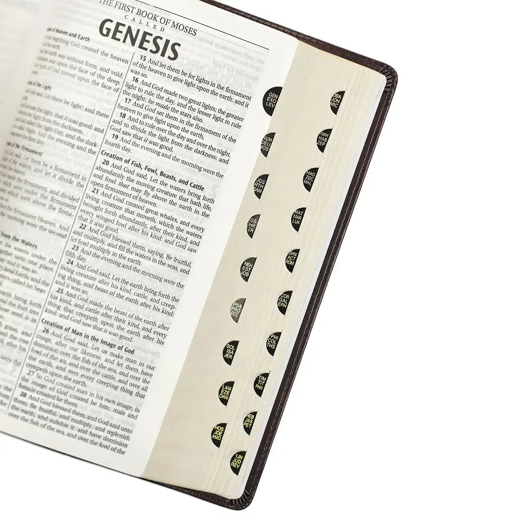 Dark Brown Faux Leather King James Version Deluxe Gift Bible with Thumb Index