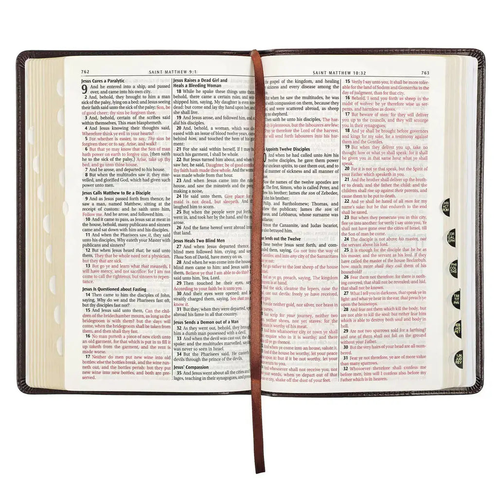 Dark Brown Faux Leather King James Version Deluxe Gift Bible with Thumb Index
