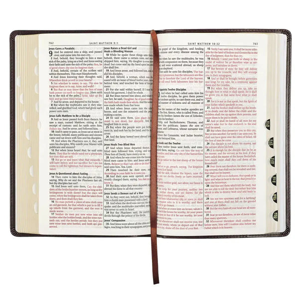 Dark Brown Faux Leather King James Version Deluxe Gift Bible with Thumb Index