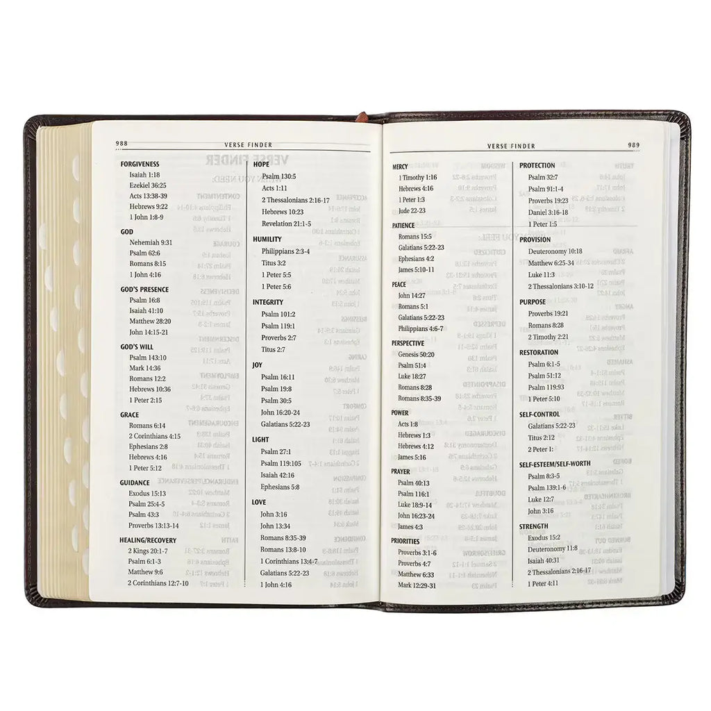 Dark Brown Faux Leather King James Version Deluxe Gift Bible with Thumb Index