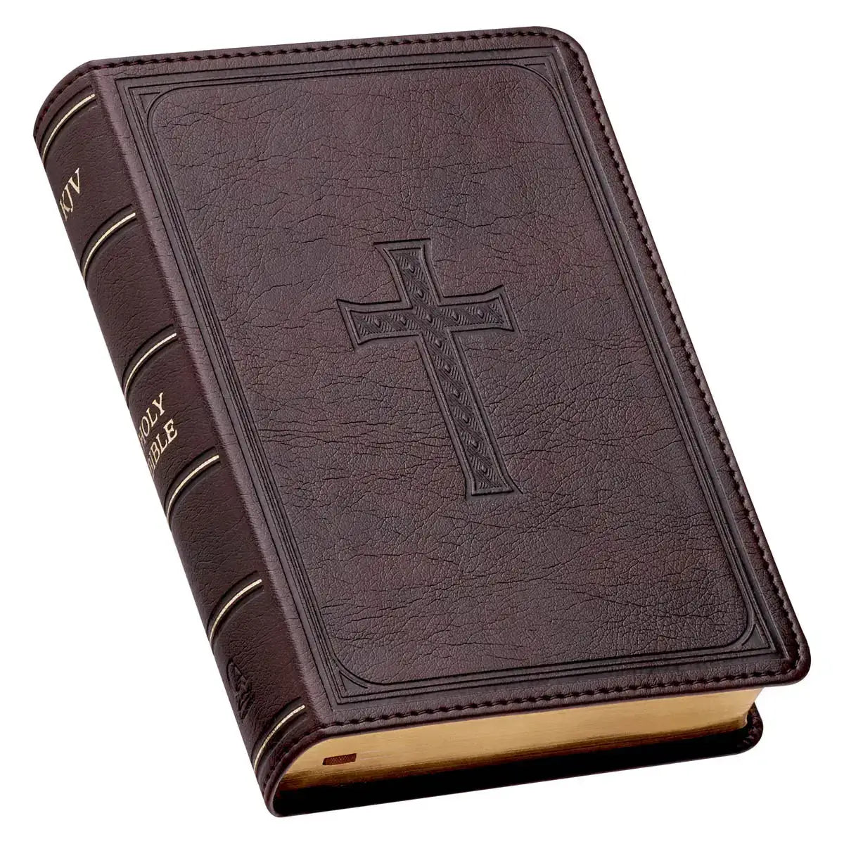 Dark Brown Faux Leather Large Print Compact King James Version Bible