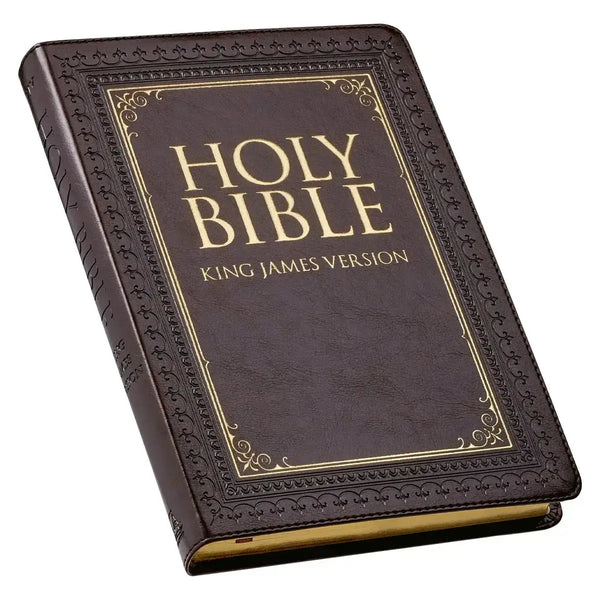 Dark Brown Faux Leather Large Print Thinline King James Version Bible with Thumb Index