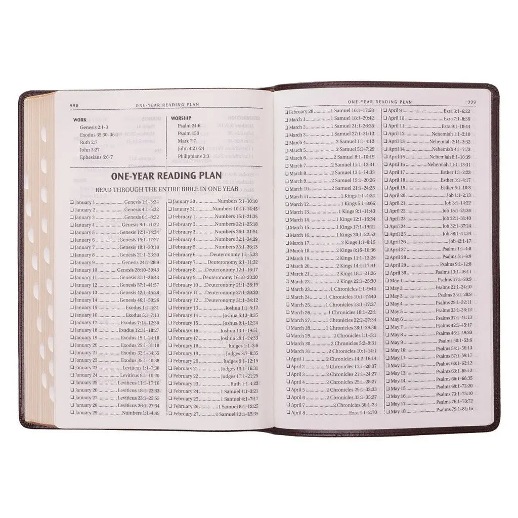 Dark Brown Faux Leather Large Print Thinline King James Version Bible with Thumb Index