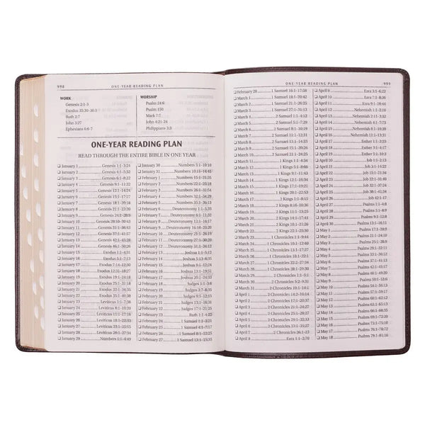 Dark Brown Faux Leather Large Print Thinline King James Version Bible with Thumb Index