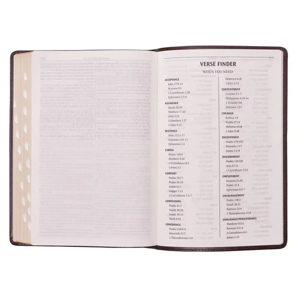 Dark Brown Faux Leather Large Print Thinline King James Version Bible with Thumb Index