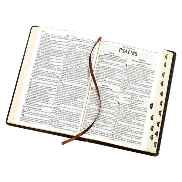 Dark Brown Faux Leather Large Print Thinline King James Version Bible with Thumb Index