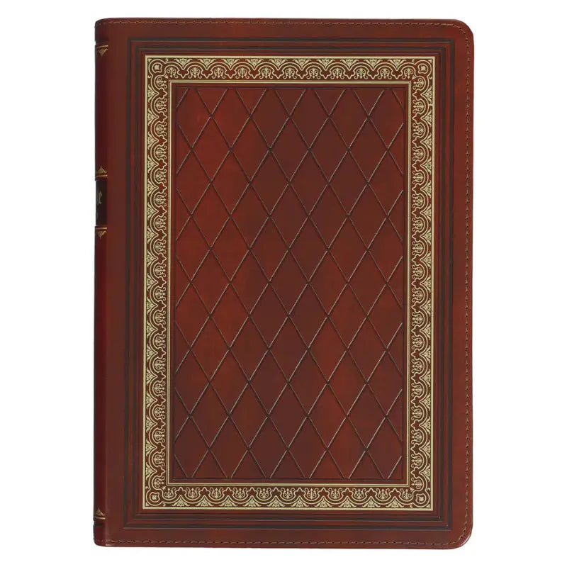 Diamond Grid Saddle Tan Faux Leather King James Version Study Bible with Thumb Index Main image