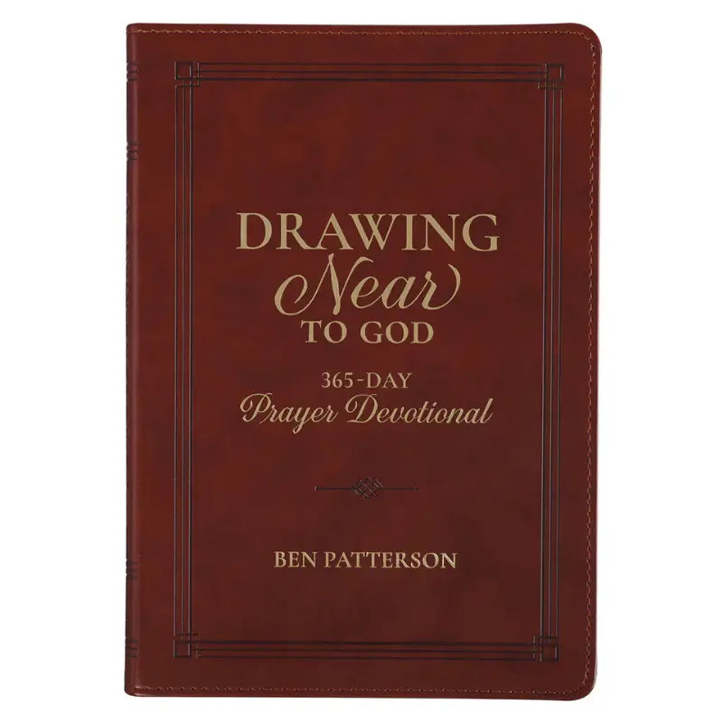 Drawing Near to God Saddle Tan Faux Leather Prayer Devotional Main image