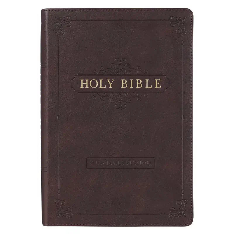 Espresso Brown Faux Leather Giant Print Full-size King James Version Bible with Thumb Index Main image