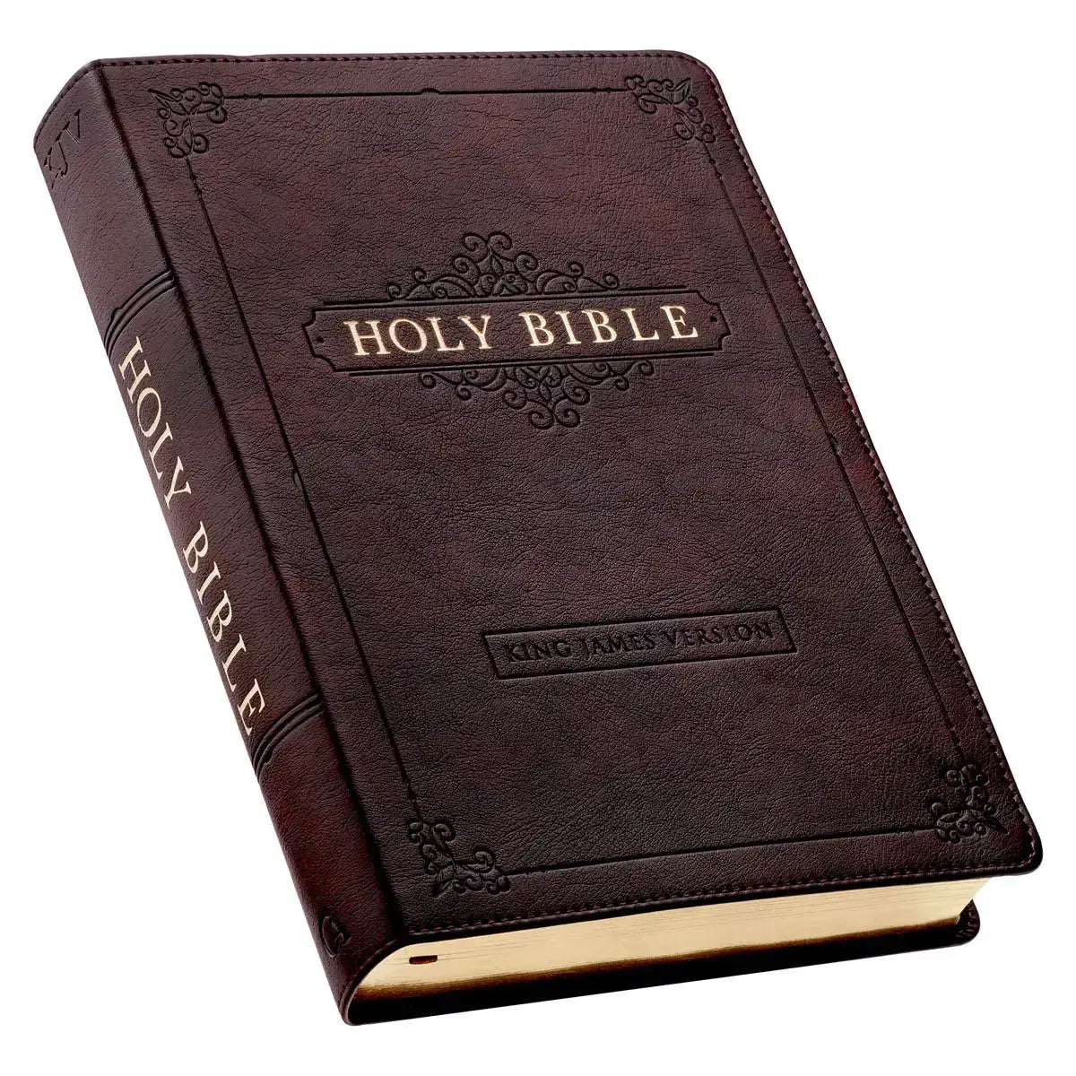 Espresso Brown Faux Leather Giant Print Full-size King James Version Bible with Thumb Index