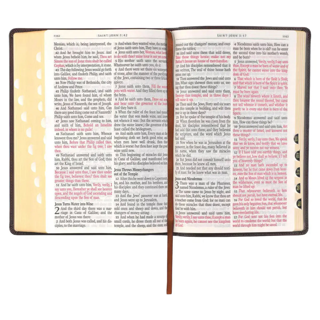 Espresso Brown Faux Leather Giant Print Full-size King James Version Bible with Thumb Index