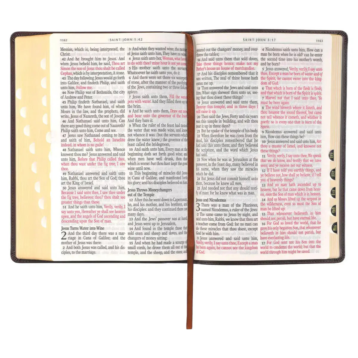 Espresso Brown Faux Leather Giant Print Full-size King James Version Bible with Thumb Index
