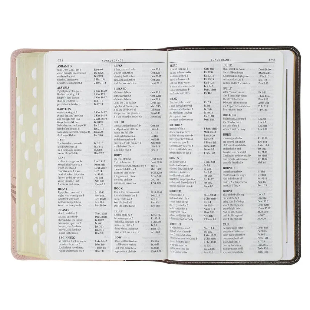 Espresso & Pink Faux Leather Giant Print King James Version Bible with Thumb Index