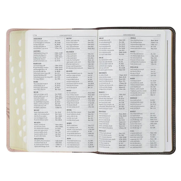 Espresso & Pink Faux Leather Giant Print King James Version Bible with Thumb Index