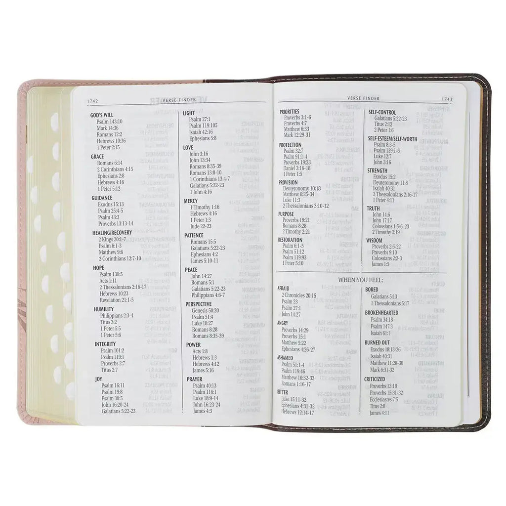 Espresso & Pink Faux Leather Giant Print King James Version Bible with Thumb Index