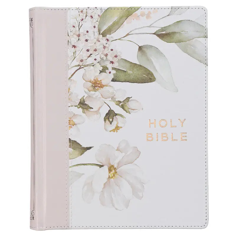 Feather Gray Floral Faux Leather Hardcover King James Version Note-taking Bible Main image