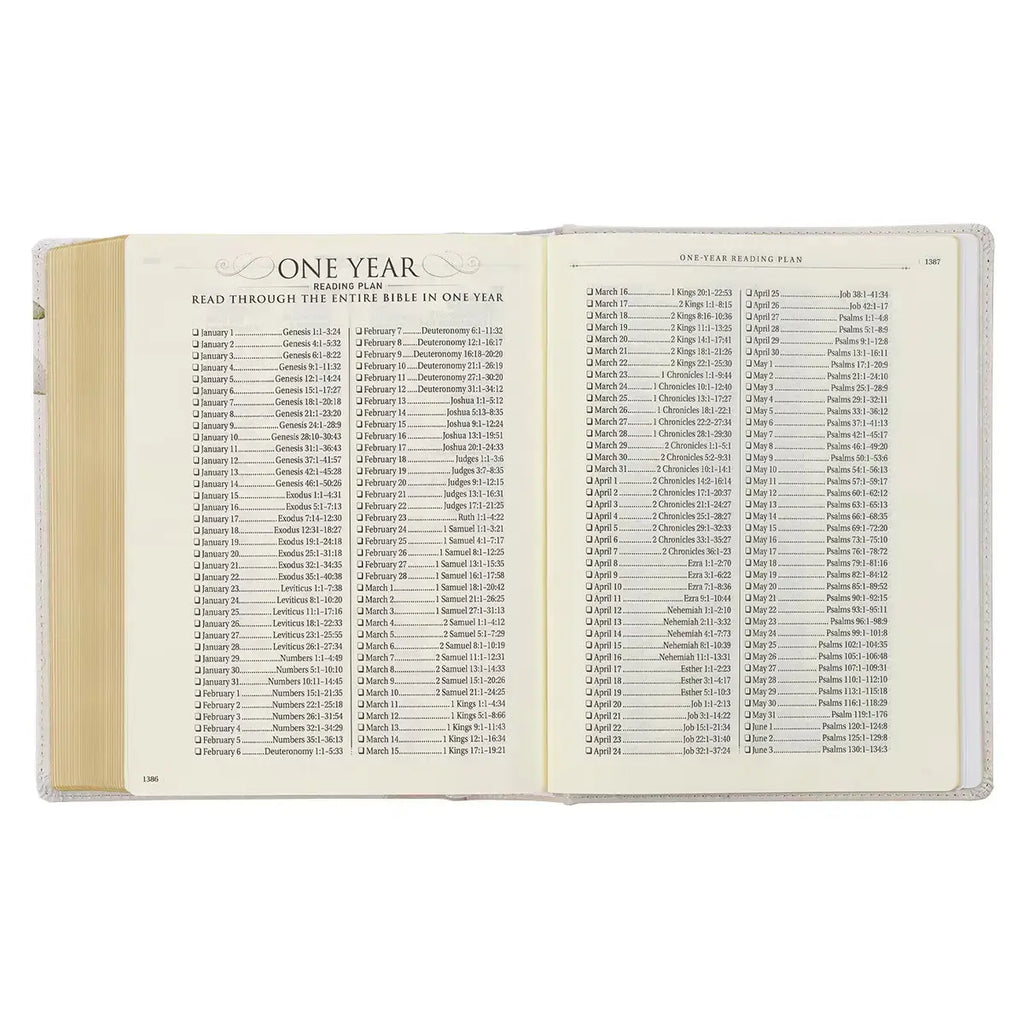 Feather Gray Floral Faux Leather Hardcover King James Version Note-taking Bible