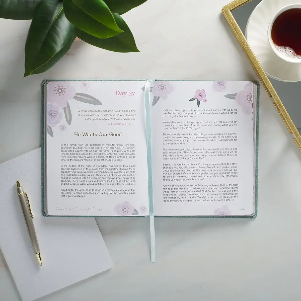 Find Joy Mint-Green Faux Leather Devotional