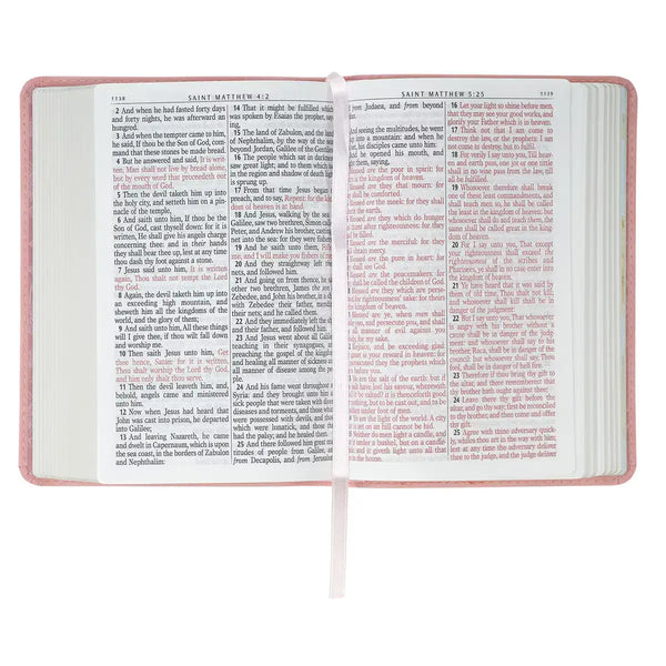 Floral Coral Dawn Faux Leather Large Print Compact King James Version Bible¬†