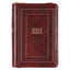 Framed Burgundy Faux Leather Large Print Compact King James Version Bible with Zippered Closure
