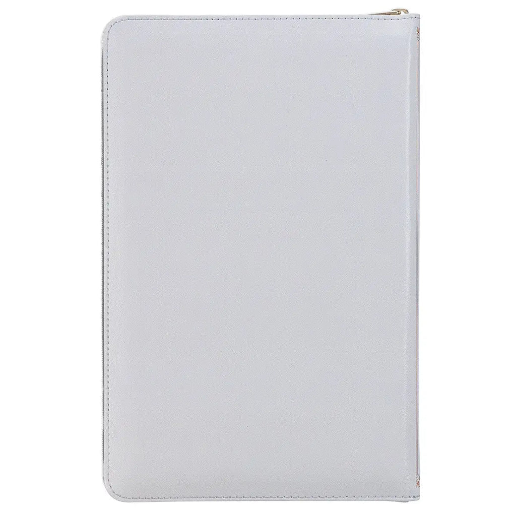 Frosty Gray & Pink¬†Floral Faux Leather King James Version Deluxe Gift Bible with Thumb Index & Zipper¬†Closure